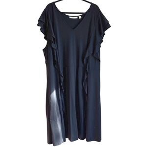 NEW Sejour Ruffle Sleeve Black Midi Dress Size 24 Cocktail Work Feminine